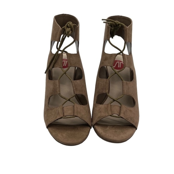 Wedge Almond Loraine Lace Up Cork Memory Foam Leather Heels Size 7 1/2 Women's - Picture 3 of 8